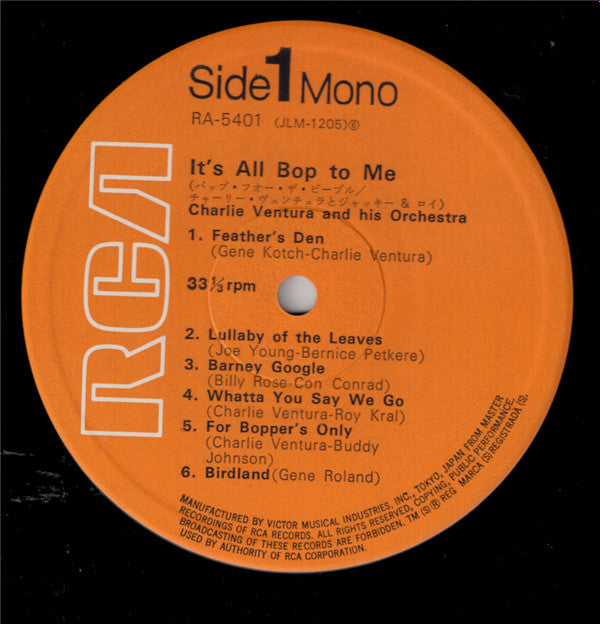 Charlie Ventura And His Orchestra - It's All Bop To Me(LP, Comp, Mo...