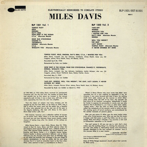 Miles Davis - Volume 1 (LP, Comp, RE, RM, Lib)