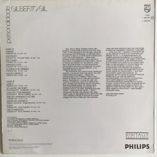 Gilberto Gil - Personalidade  (LP, Comp, RM)