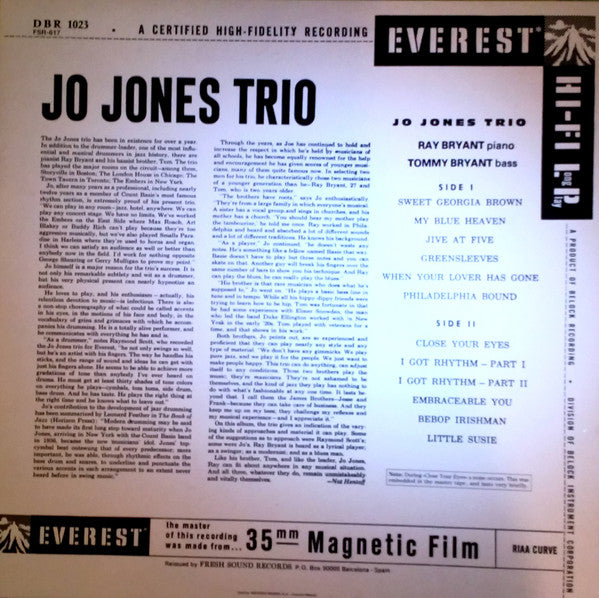 The Jo Jones Trio - Jo Jones Trio (LP, Album, RE)