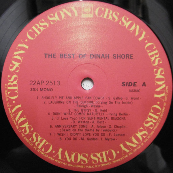 Dinah Shore - The Best Of Dinah Shore (LP, Comp, Mono)