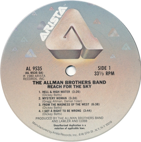 The Allman Brothers Band - Reach For The Sky (LP, Album, San)
