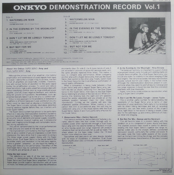 Various - Artistry In Sound - Onkyo Demonstration Record Vol.1(LP, ...
