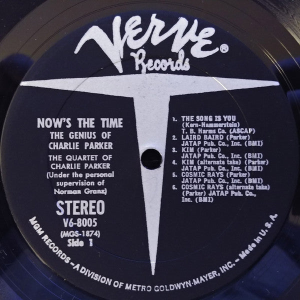 The Quartet Of Charlie Parker* - Now's The Time (LP, Album, RE)