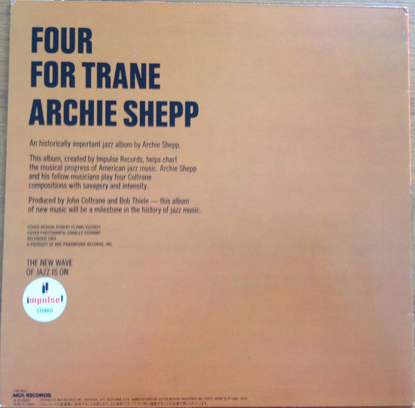 Archie Shepp - Four For Trane (LP, Album, RE)