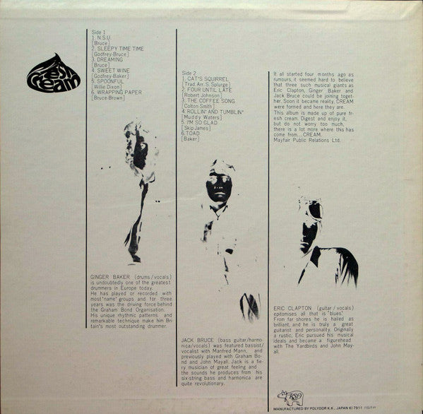 Cream (2) - Fresh Cream (LP, Album, RE)