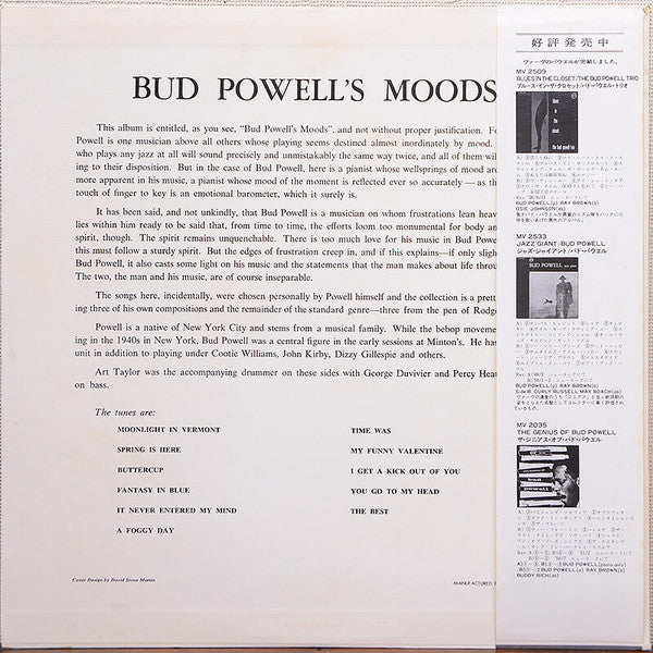 Bud Powell - Bud Powell's Moods (LP, Album, Mono, RE)