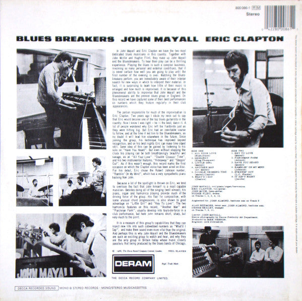 John Mayall With Eric Clapton - Blues Breakers (LP, Album, RE)