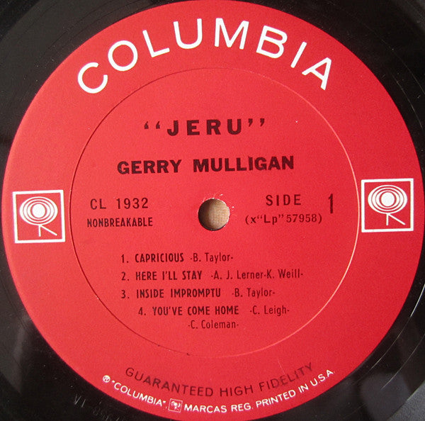 Gerry Mulligan - Jeru (LP, Album, Mono)