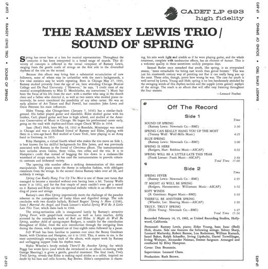 The Ramsey Lewis Trio - Sound Of Spring (LP, Album, RE)