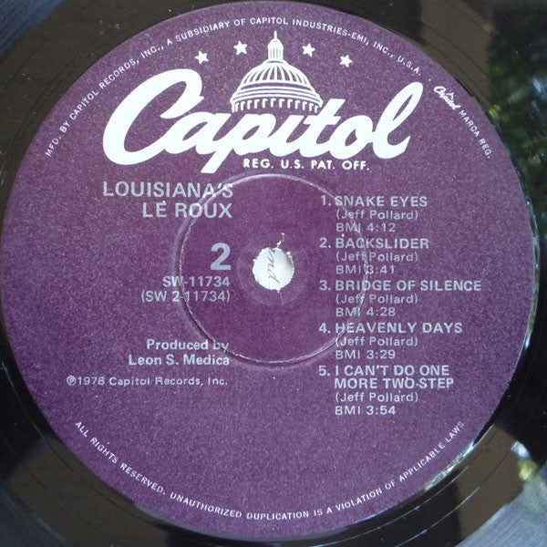 Le Roux - Louisiana's Le Roux (LP, Album, Win)