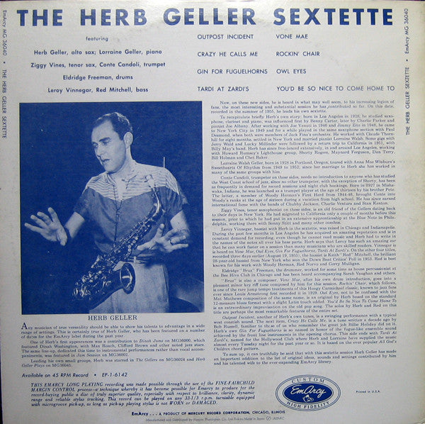 The Herb Geller Sextette* - The Herb Geller Sextette (LP, Album, RE)