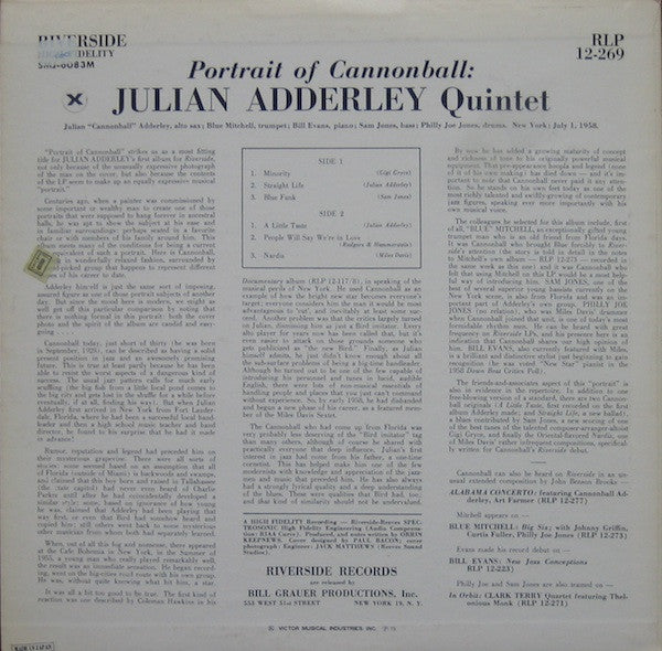 The Cannonball Adderley Quintet - Portrait Of Cannonball(LP, Album,...