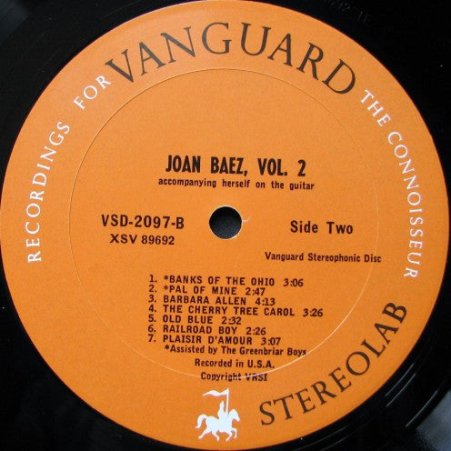 Joan Baez - Joan Baez Vol. 2 (LP, Album, RE)