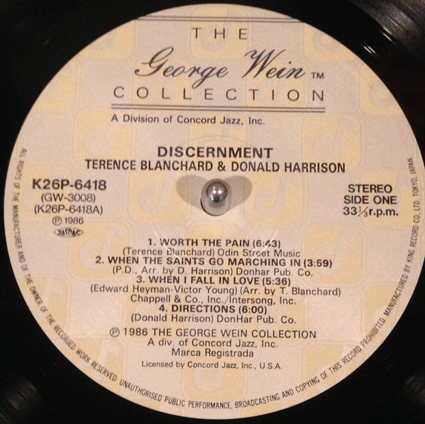 Terence Blanchard / Donald Harrison - Discernment (LP, Album)
