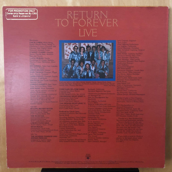 Return To Forever - Live (LP, Album, San)