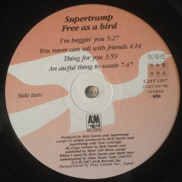 Supertramp - Free As A Bird (LP, Album, Promo, Pin)