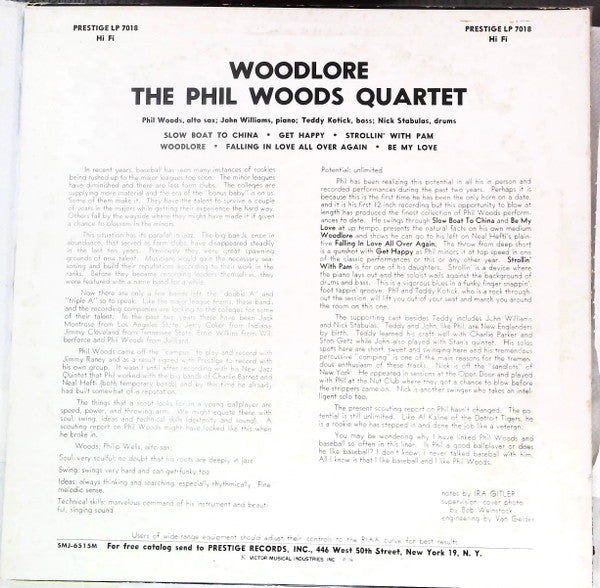 Phil Woods Quartet* - Woodlore (LP, Album, Mono, Promo, RE)