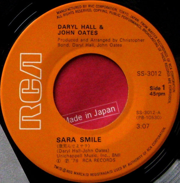 Daryl Hall & John Oates - Sara Smile = 微笑んでサラ (7"")