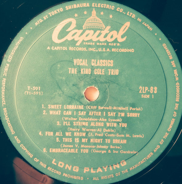 The Nat King Cole Trio - Vocal Classics (LP, Album, Comp, Mono)