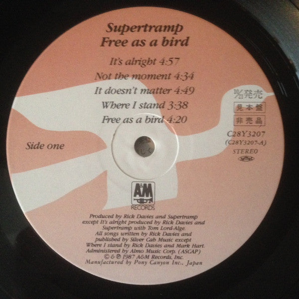 Supertramp - Free As A Bird (LP, Album, Promo, Pin)