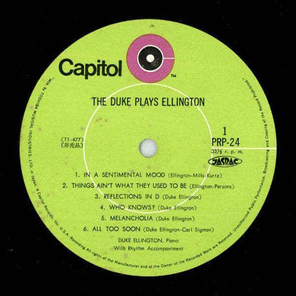Duke Ellington - The Duke Plays Ellington (LP, Album, Mono, RE)