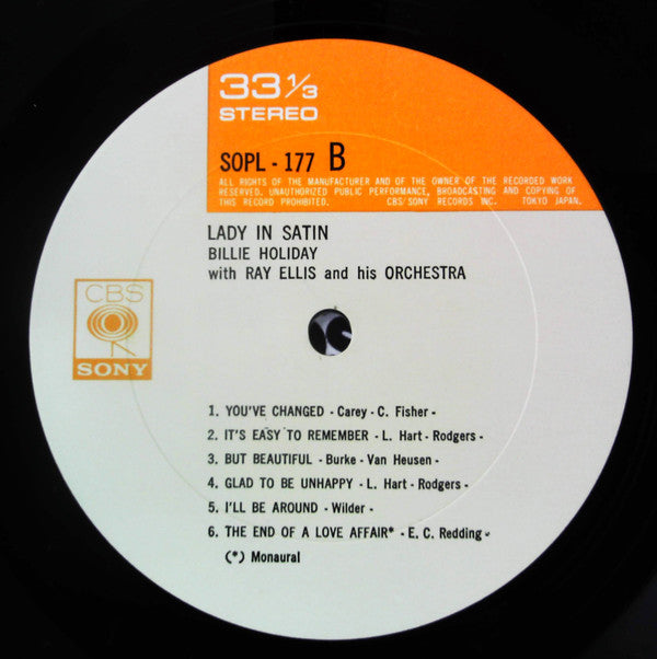 Billie Holiday - Lady In Satin(LP, Album, RE, 2,0)