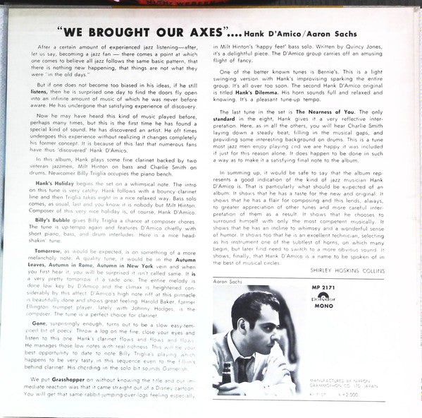 Hank D'Amico / Aaron Sachs - We Brought Our Axes (LP, Comp, Mono, RE)