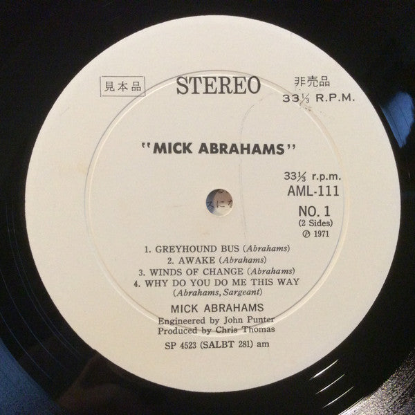 Mick Abrahams - Mick Abrahams (LP, Album, Promo, Gat)