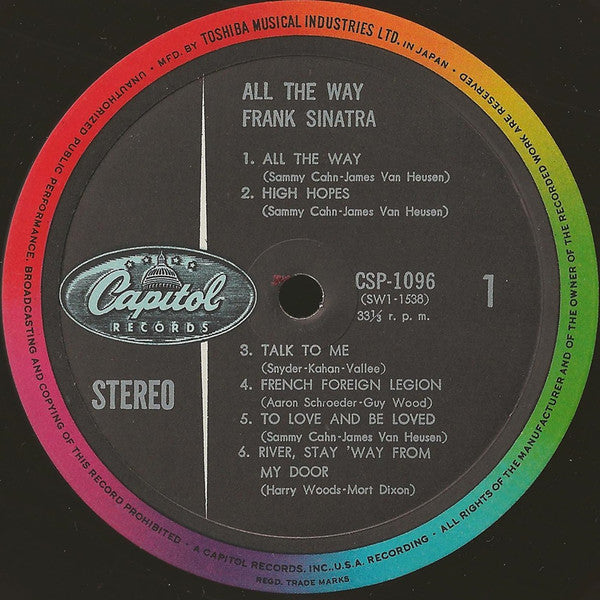 Frank Sinatra - All The Way (LP, Comp, Red)