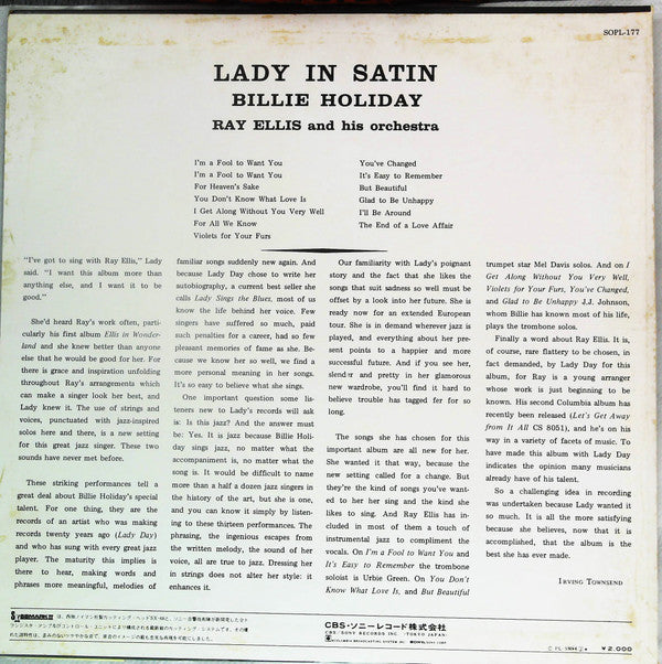 Billie Holiday - Lady In Satin(LP, Album, RE, 2,0)