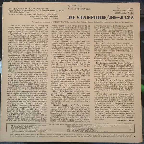 Jo Stafford - Jo + Jazz (LP, Album)