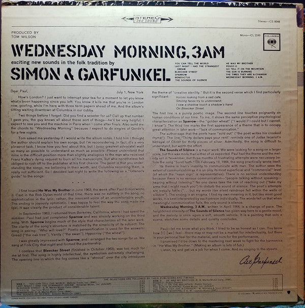 Simon & Garfunkel - Wednesday Morning, 3 A.M. (LP, Album, RE)