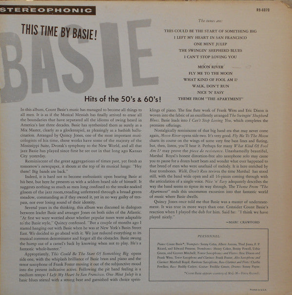 Count Basie - This Time By Basie - Hits Of The 50's & 60's!(LP, Alb...