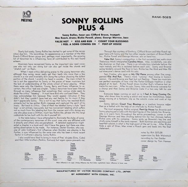 Sonny Rollins = ソニー・ロリンズ* - Plus 4 = プラス 4 (LP, Album, Mono)