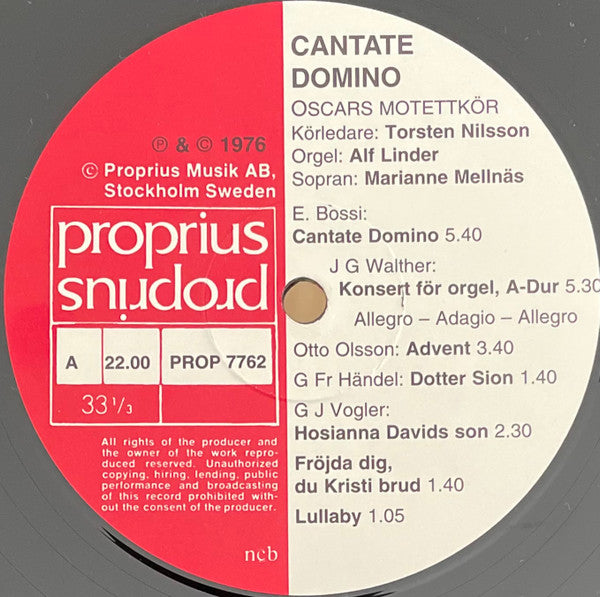 Oscars Motettkör - Cantate Domino(LP, RE, 180)