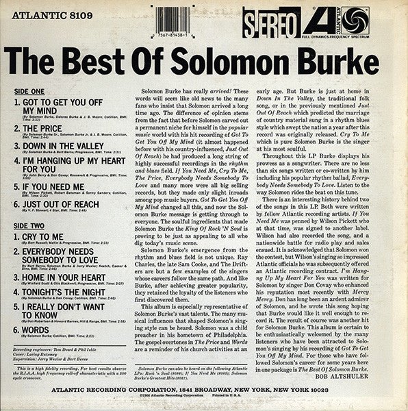 Solomon Burke - The Best Of Solomon Burke (LP, Comp, RE)