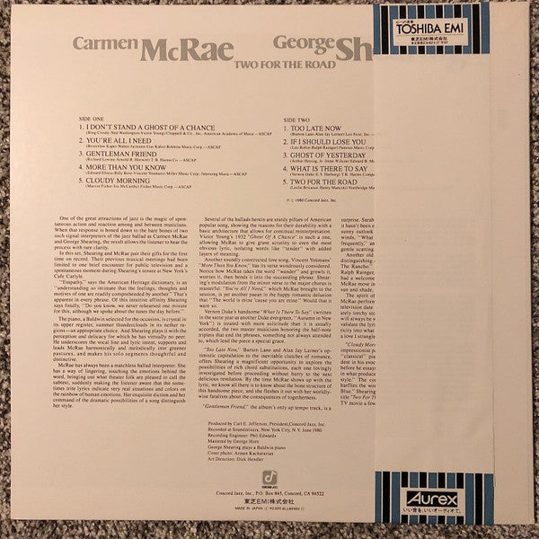 Carmen McRae - George Shearing - Two For The Road (LP, Album)