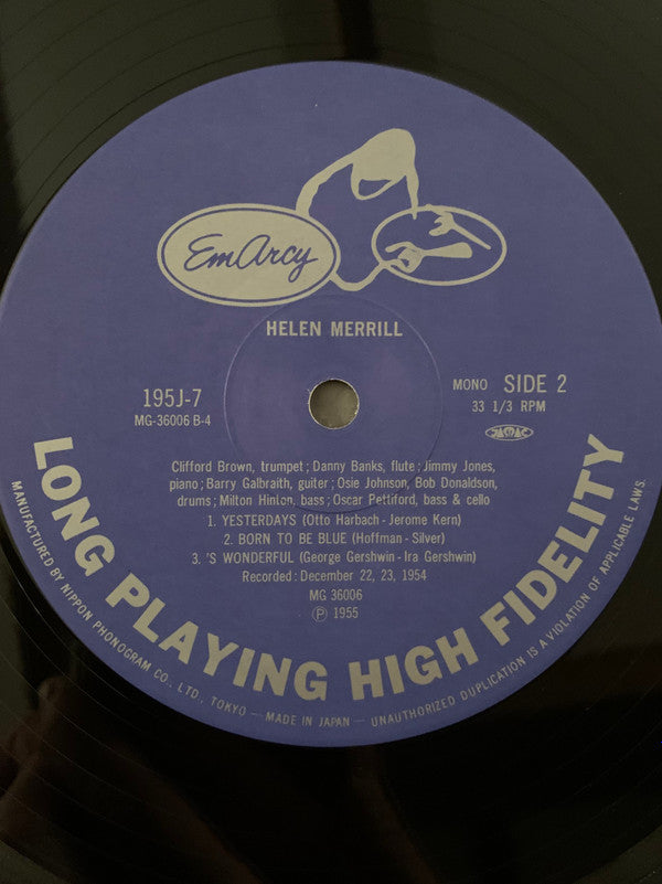 Helen Merrill - Helen Merrill (LP, Album, Mono, M/Print, RE)