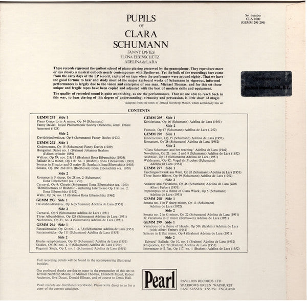 Clara Schumann - Pupils Of Clara Schumann(9xLP, Comp, Mono + Box)