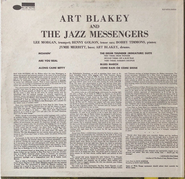 Art Blakey And The Jazz Messengers* - Moanin' (LP, Album, RE)