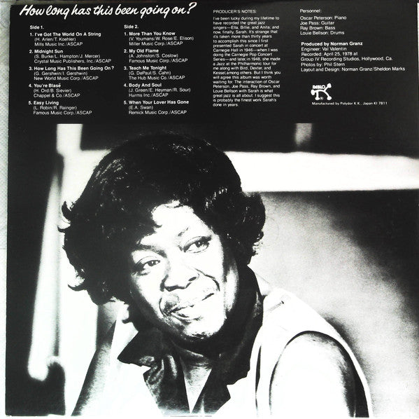 Sarah Vaughan - How Long Has This Been Going On? (LP, Album, Yel)
