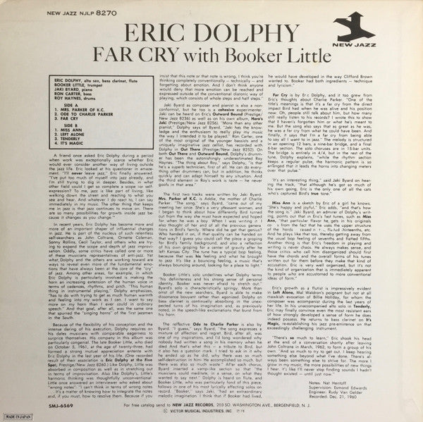 Eric Dolphy With Booker Little - Far Cry (LP, Album, RE)