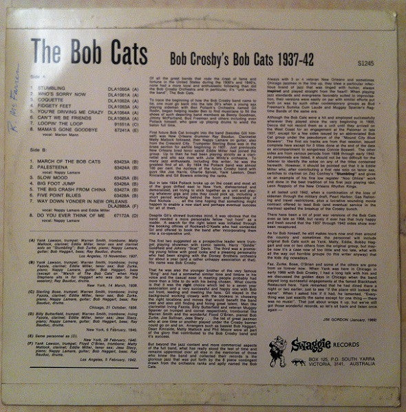 Bob Crosby And The Bob Cats - The Bob Cats - Bob Crosby's Bob Cats ...