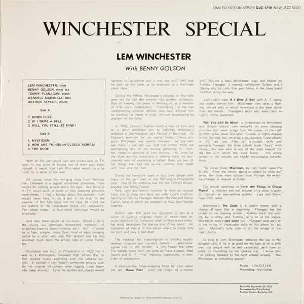 Lem Winchester - Winchester Special(LP, Album, Ltd, RE, RM)