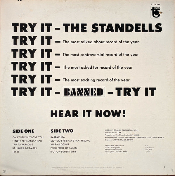 The Standells - Try It (LP, Album, Scr)