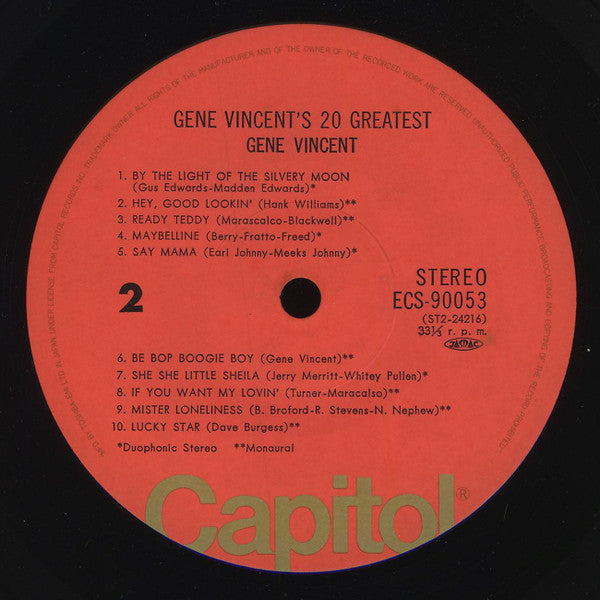 Gene Vincent - Gene Vincent's 20 Greatest (LP, Comp)