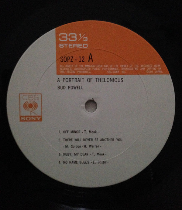 Bud Powell - A Portrait Of Thelonious (LP, Album, RE)