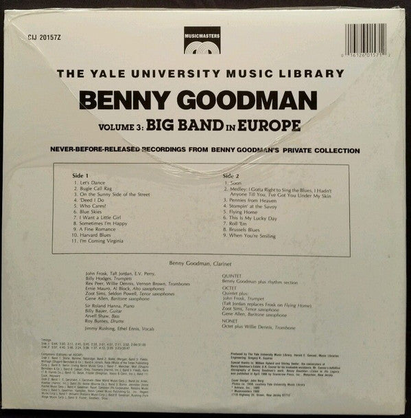 Benny Goodman - Benny Goodman Yale Archives: Volume 3: Big Band In ...