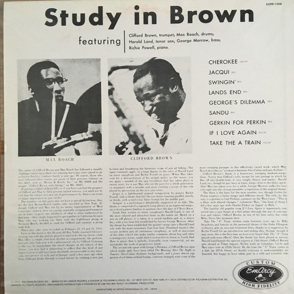 Clifford Brown And Max Roach - Study In Brown(LP, Album, Mono, RE, ...